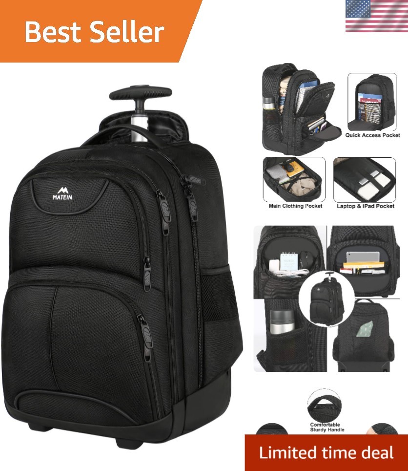 Versatile Wheeled Laptop Backpack: 17-inch, Water-Resistant, Perfect for Travel