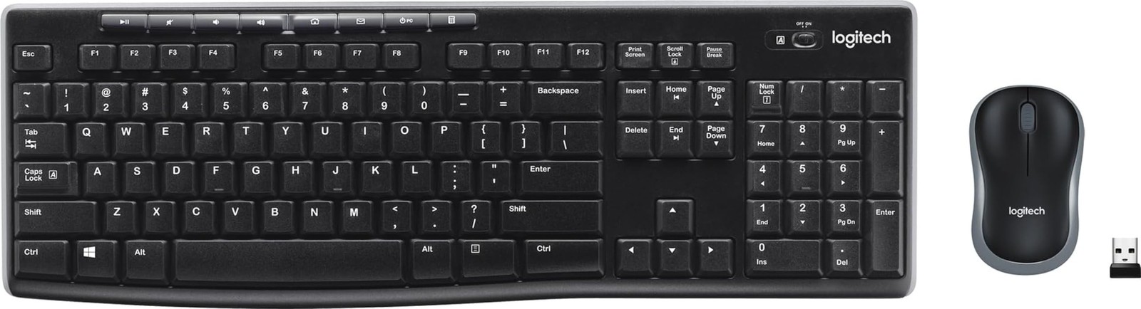 Logitech MK270 Wireless Keyboard and Mouse Combo Full Size Black