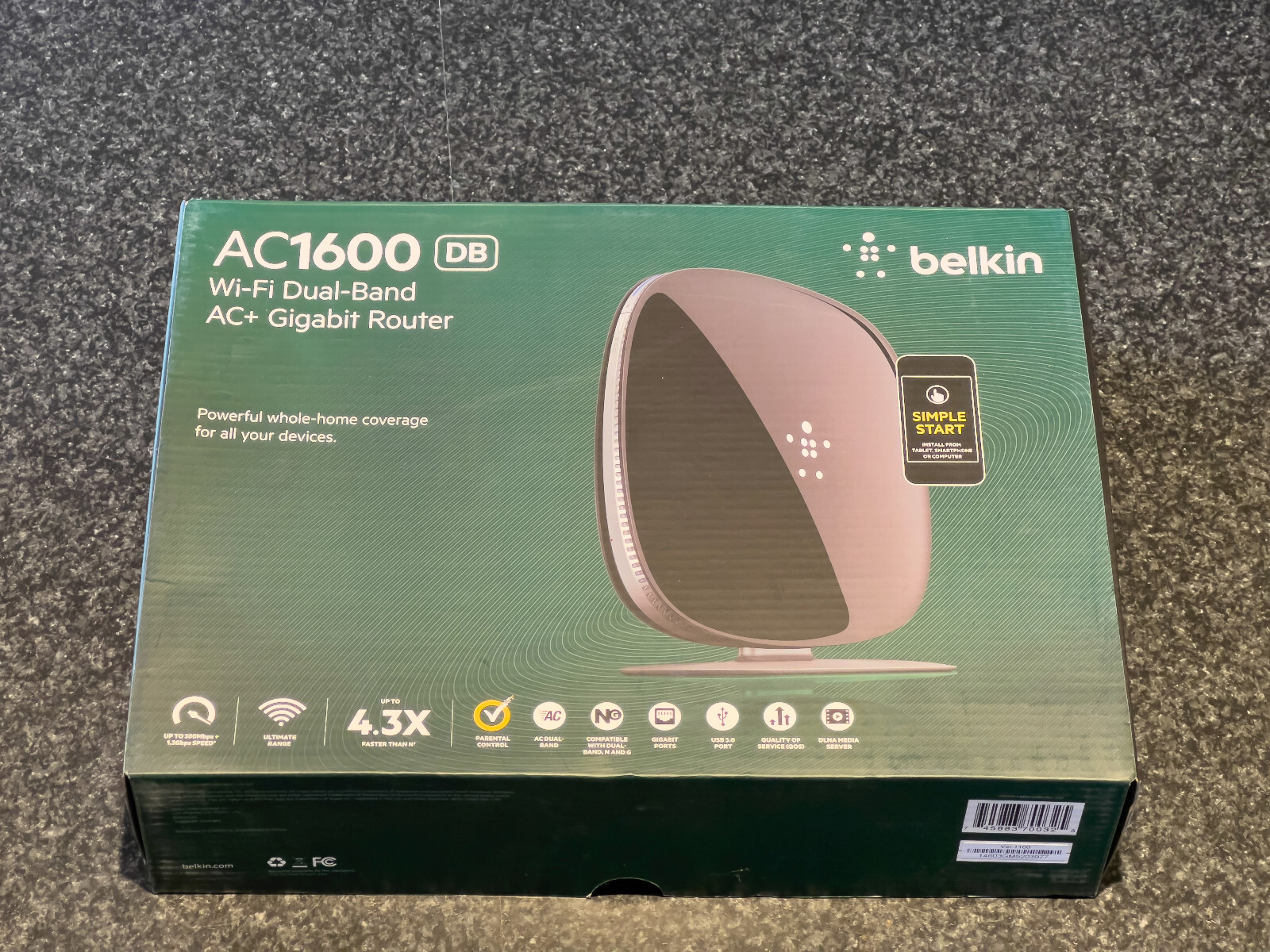 Gigabit WiFi Router – Belkin AC1600 Dual-Band AC+ (F9K1119)