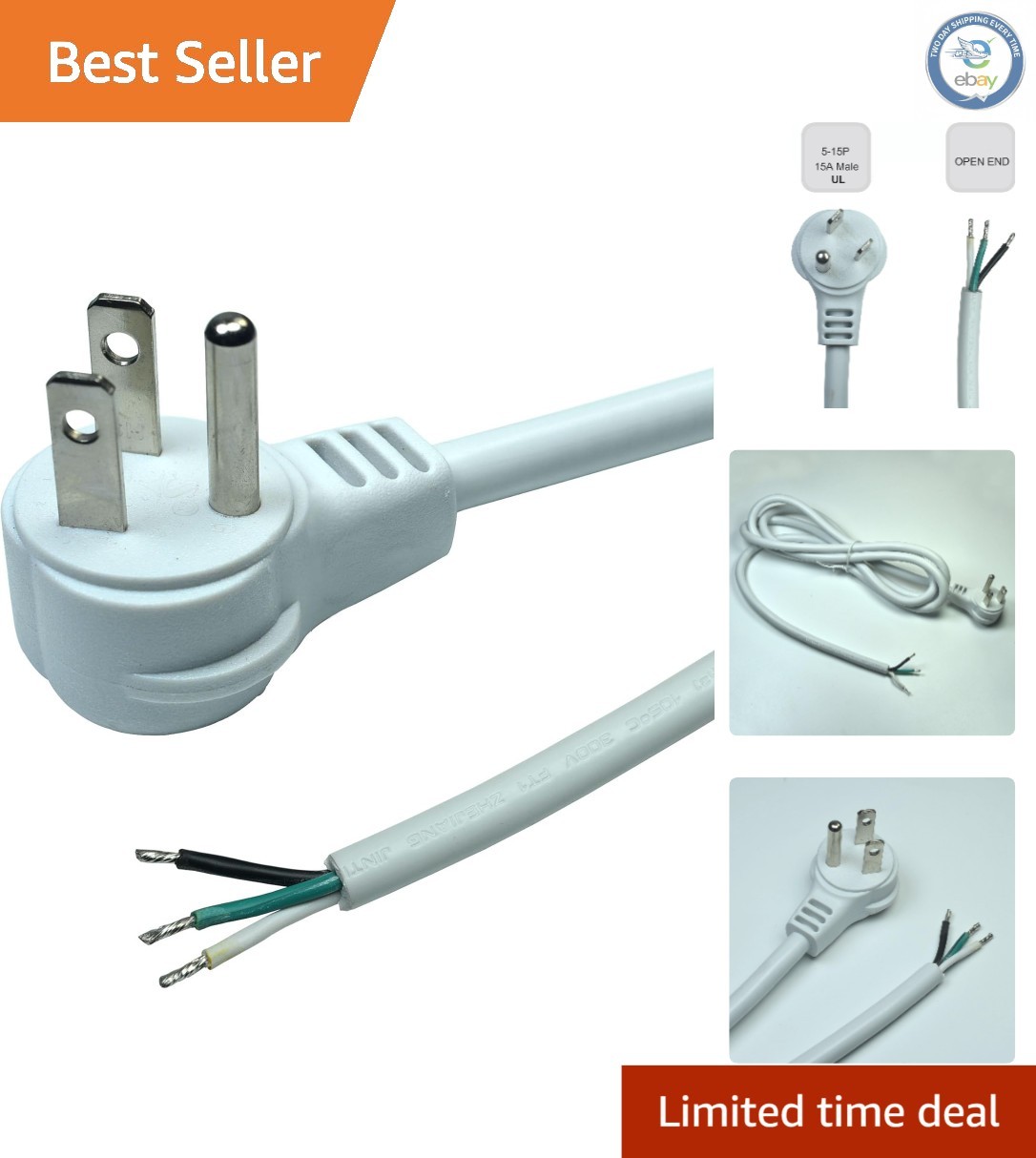 Versatile 10Ft 16 Gauge Power Extension Cable with Open End for Multiple Uses
