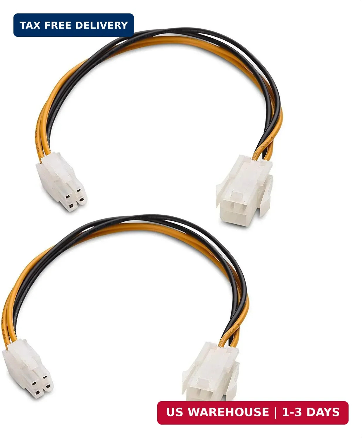 Cable Matters 2-Pack ATX 4-Pin CPU Extension Cable, 8 inches | Power Supply Exte