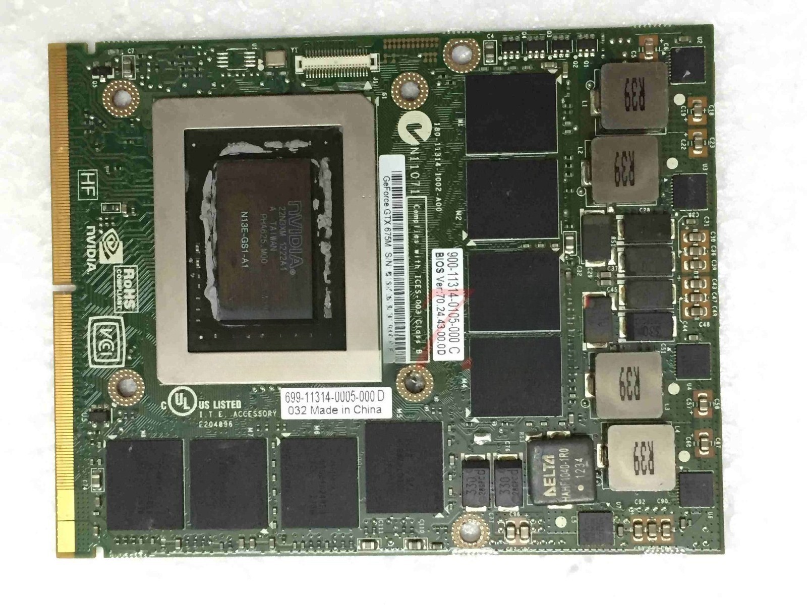 FOR DELL ALIENWARE M17X R4 M18X R2 NVIDIA GTX 675M 2GB MXM 3.0 HXD3N VIDEO CARD