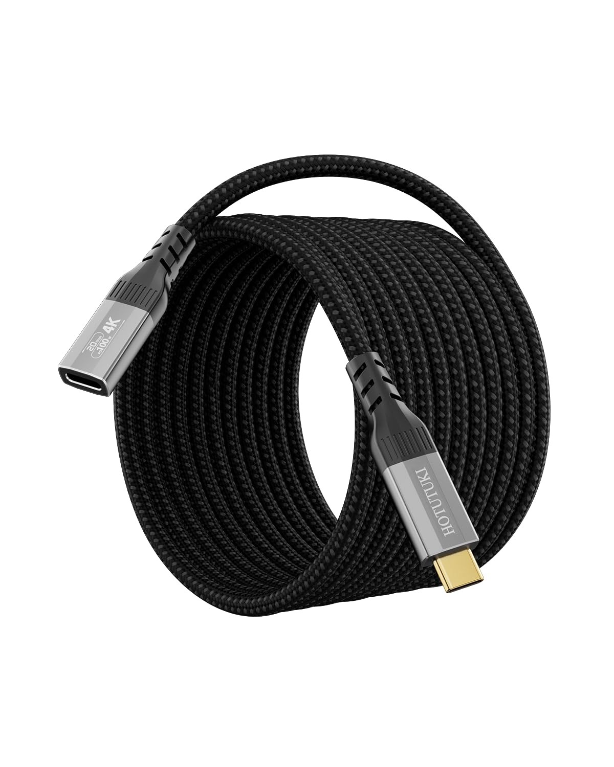 Long USB c Extension Cable 20FT, 20Gbps,100W,4K@60Hz Video Output, Nylon Braided
