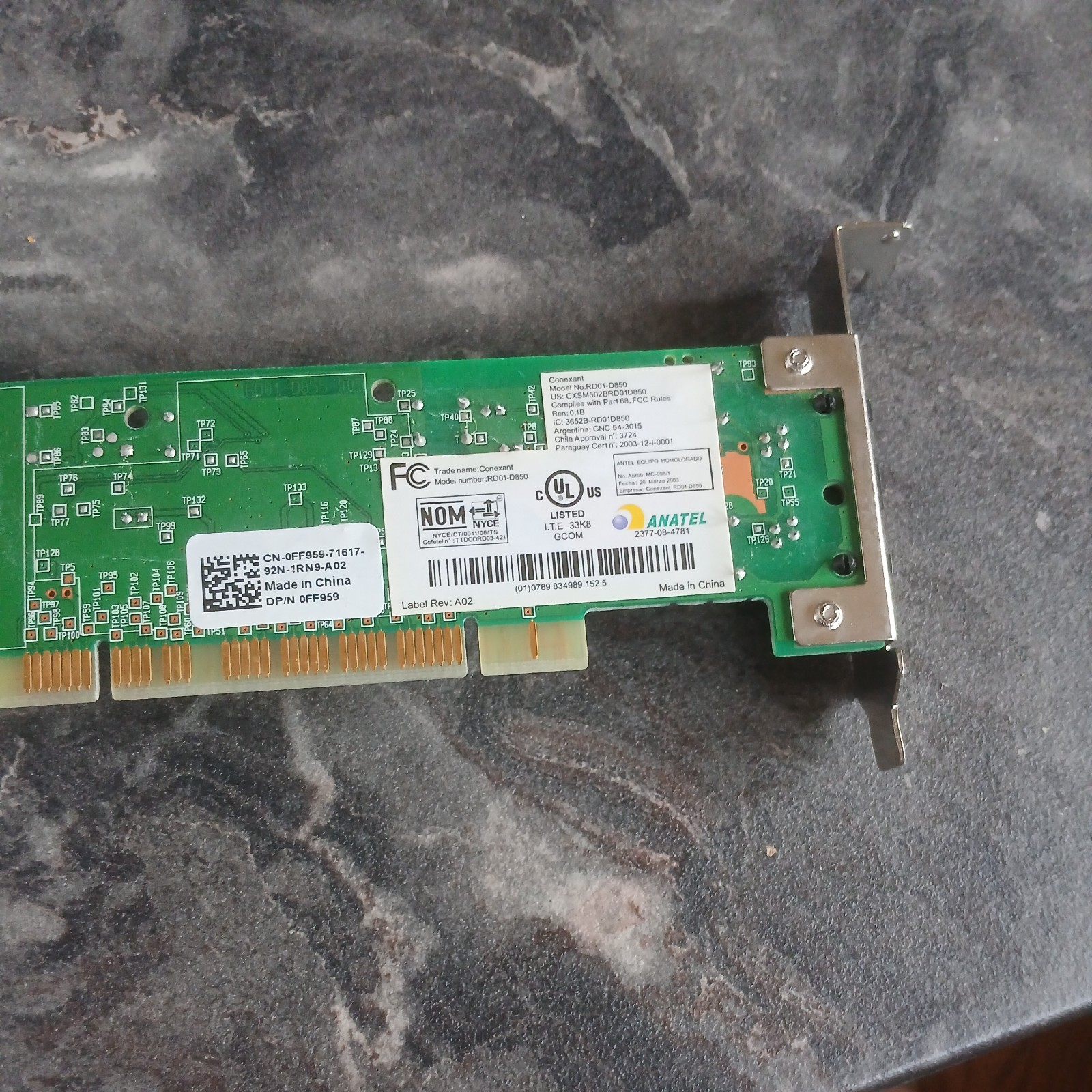 Conexant RD01-D850 (RD01D850) 56 Mbps Modem from Dell Inspiron Desktop (Anatel)