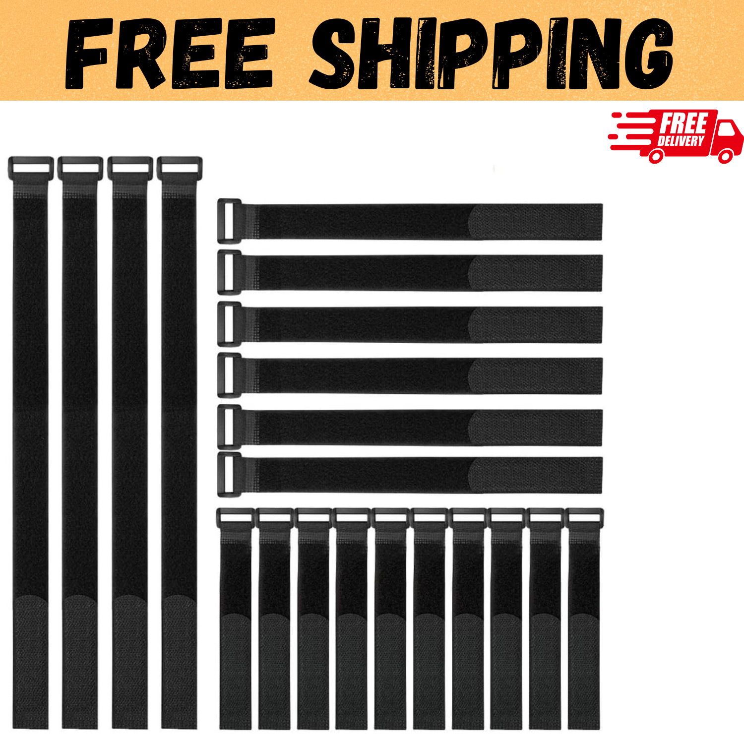 VELCRO Brand Bulk Pack 20 Reusable Fastening Cable Straps with Buckle Variety