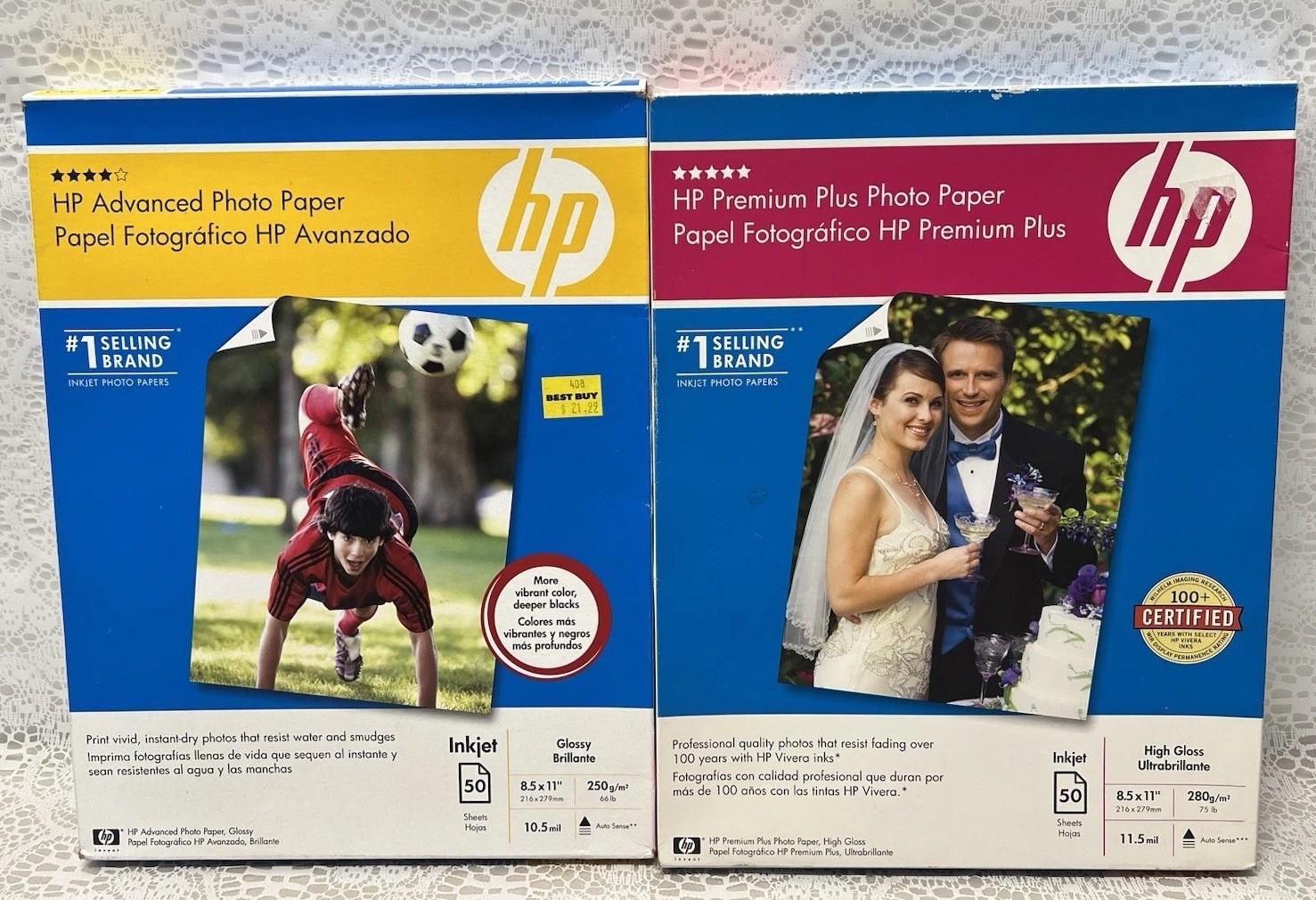 2 Boxes HP Premium Plus Photo Paper 8.5” X 11” High Gloss/Glossy 50 Sheets Each
