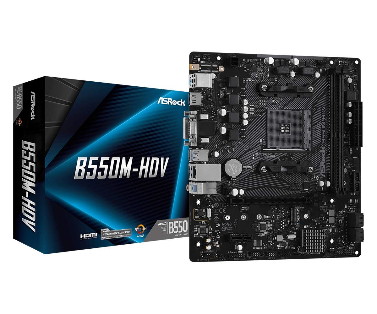 ASRock B550M-HDV Socket AM4 Micro-ATX Motherboard, Supports Ryzen 5000/4000/3000