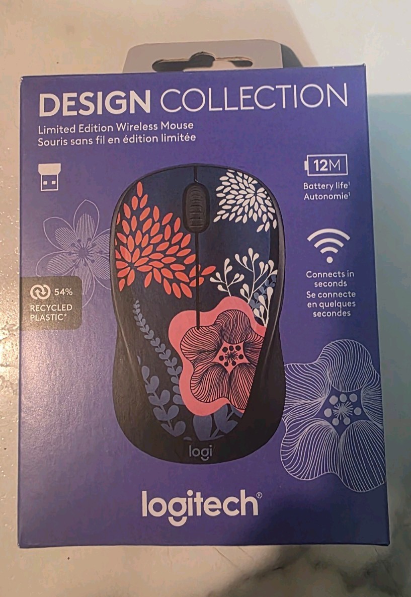 Logitech 910 Design Collection Wireless Mouse Limit Edition Forest Floral NEW
