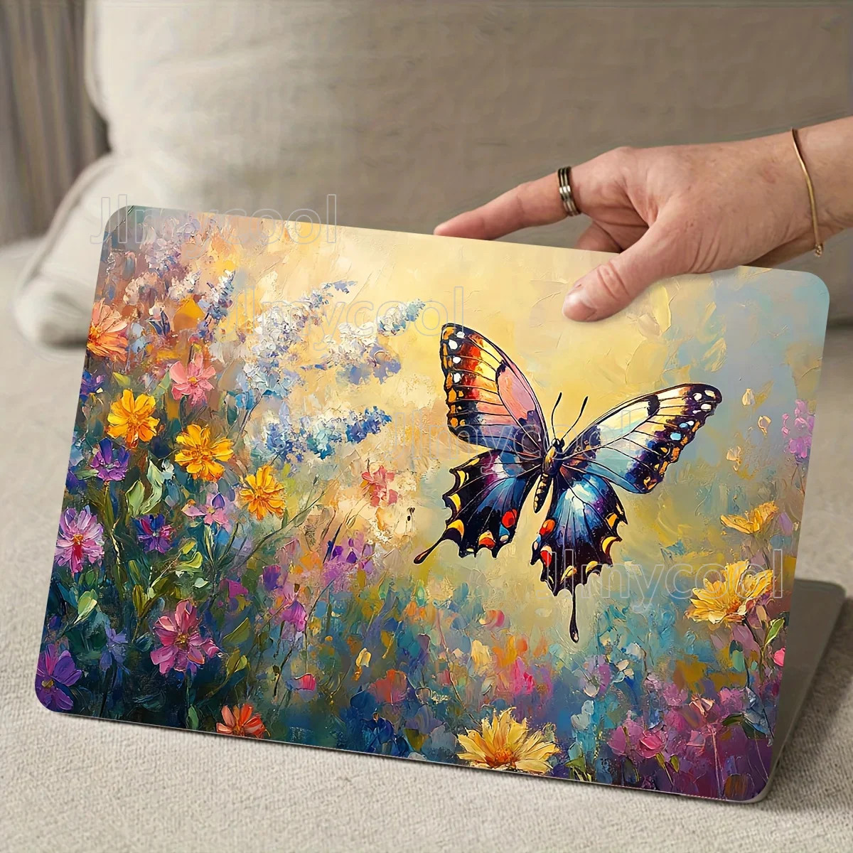 2 Pcs Art Butterfly Flower Laptop Skin PVC Scratch Resistant for Laptops