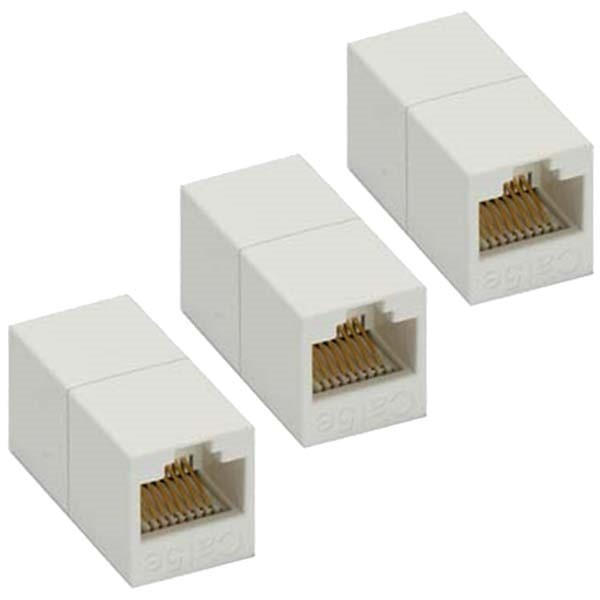 3 Pcs Cat5e RJ45 Female to Female Inline Ethernet Crossover Coupler Cable Joiner