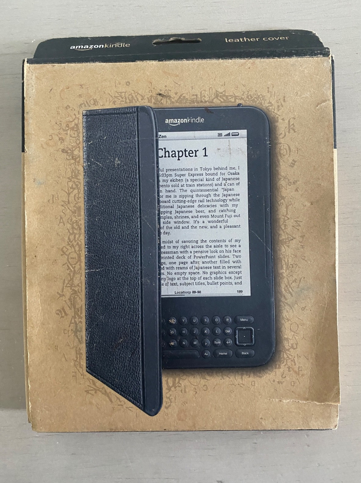 GENUINE Amazon Kindle Leather Cover for 6" Kindle Keyboard 2nd Generation -Black