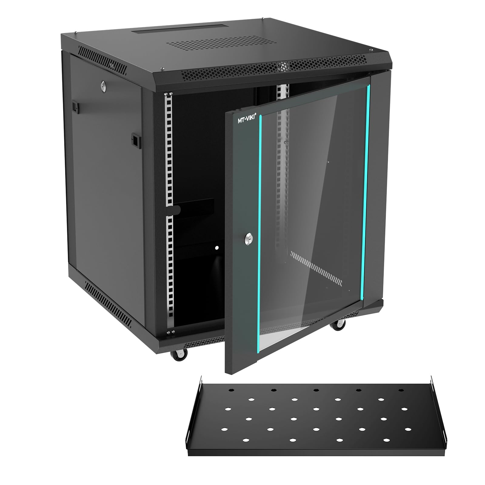 12U Vented Server Cabinet 23.6 Deep Wheels