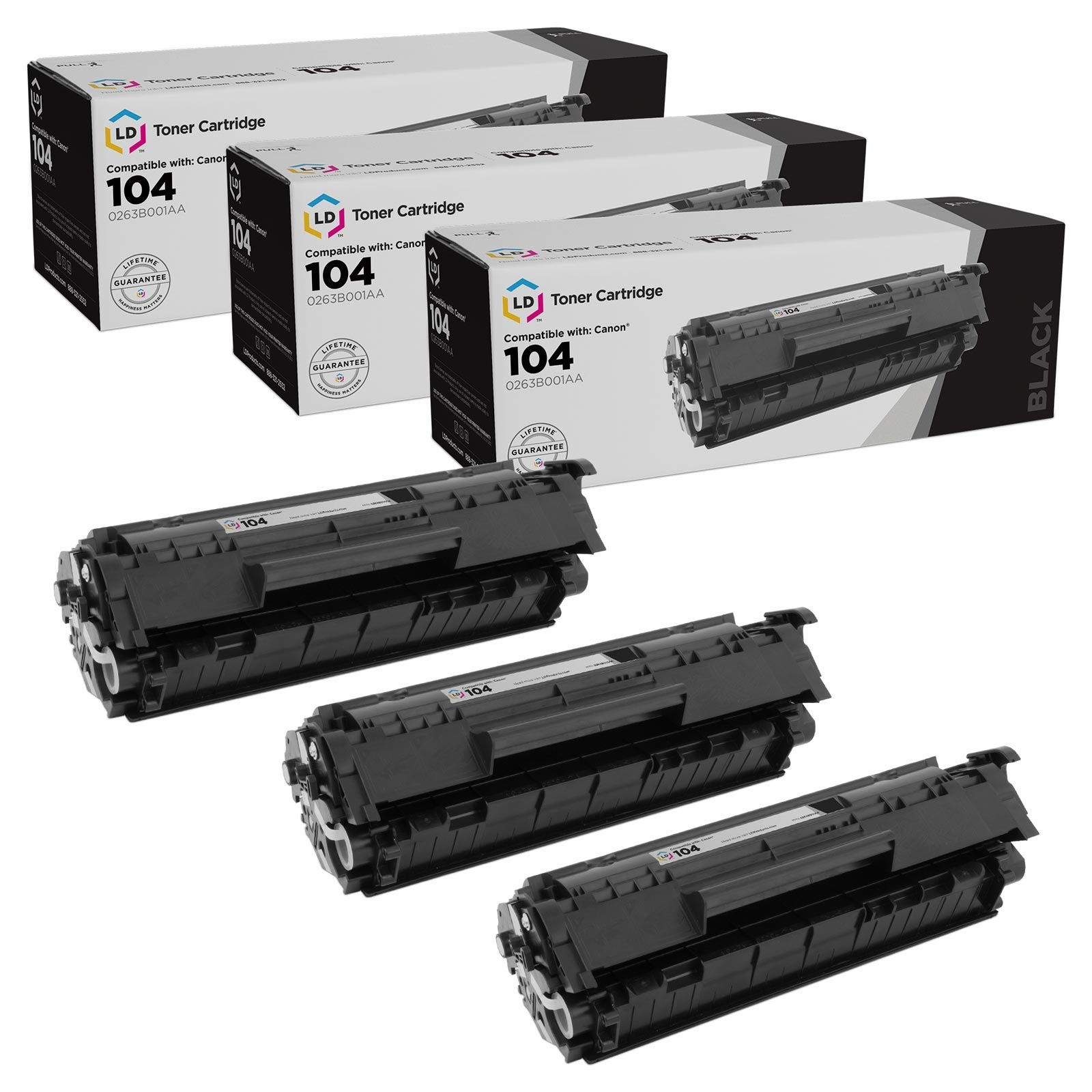 LD Compatible Canon 0263B001AA / 104 3PK Black Toners for FaxPhone L120/L90