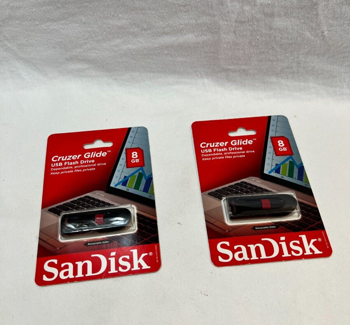 New Sealed SanDisk Cruzer Glide 8GB USB Flash Drive 2 pack