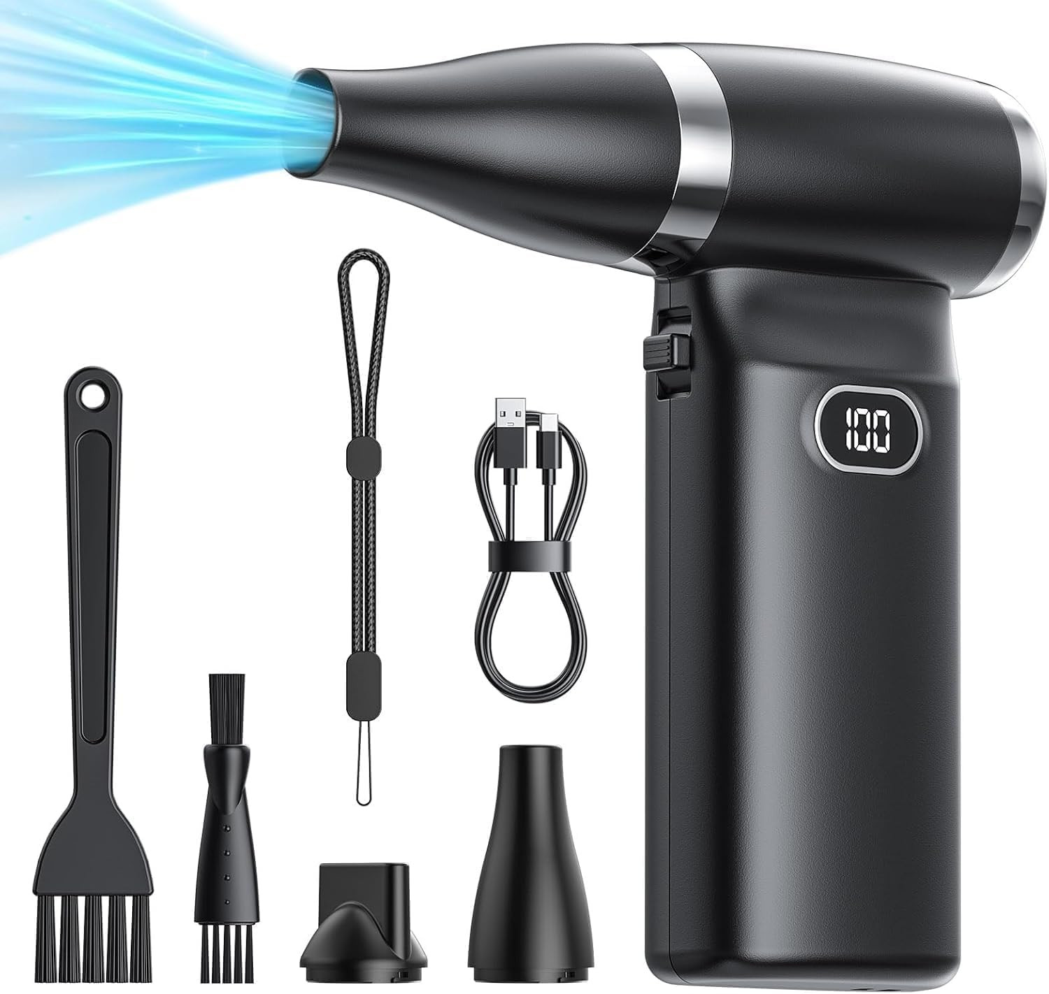 Electric Compressed Air Duster Cordless: 70 MPH High Wind Speed Mini Air Blower