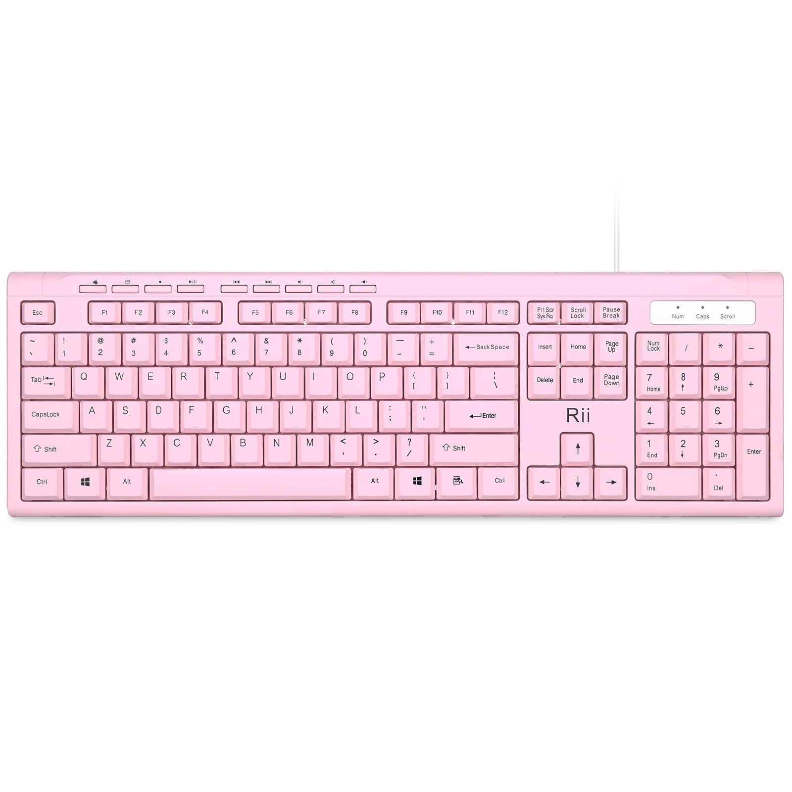 Rii RK907 Ultra-Slim Compact USB Wired Keyboard for MAC and PC-Pink Pink