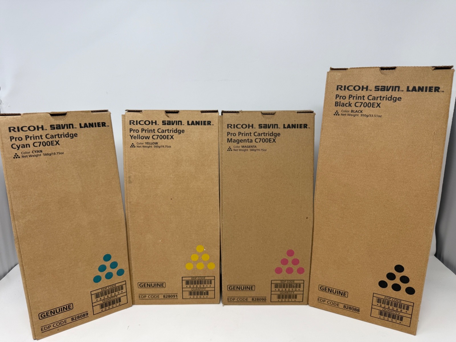 Ricoh Savin Lanier C700EX Pro Print Cartridge Set CMYK 828088-91 New Sealed