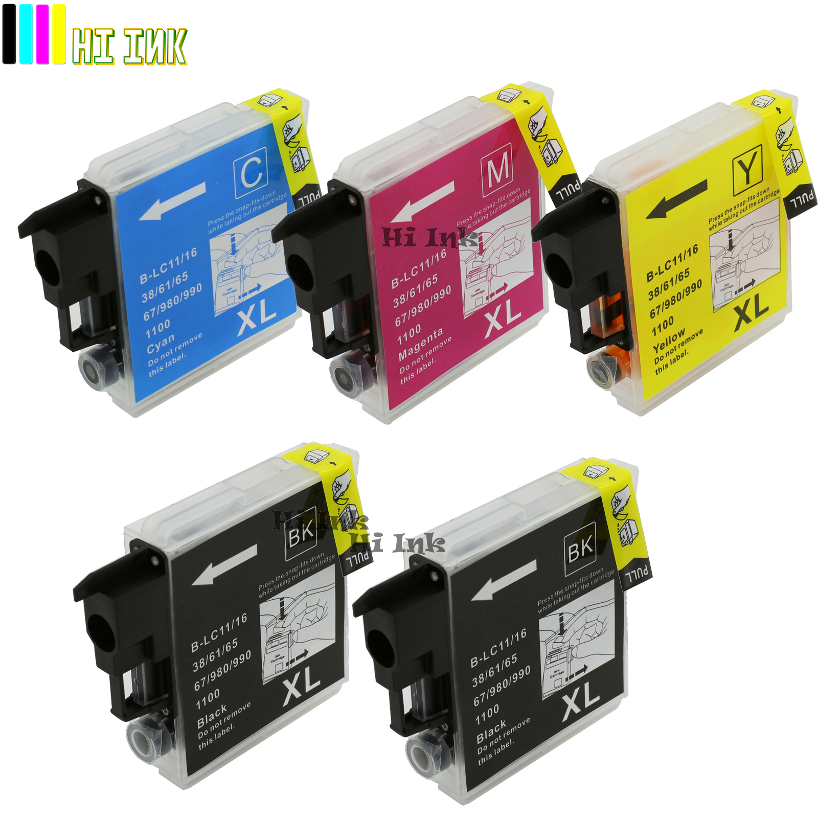 5PK New LC65 XL Ink for Brother MFC-5890CN MFC-5895CW MFC-6490CW MFC-6890CDW