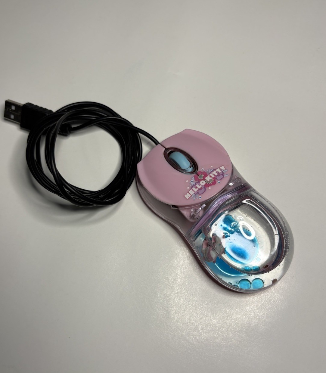 Sanrio Hello Kitty Computer Mouse USB Vintage Rare Liquid Aquarium, Works