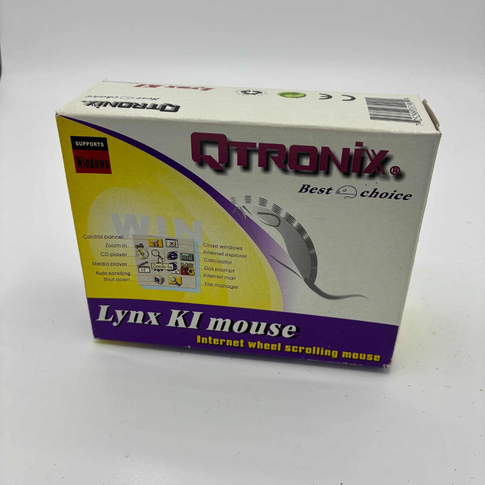 Vintage Qtronix Lynx KI Mouse PS2 Internet Scroll Wheel New Open Box