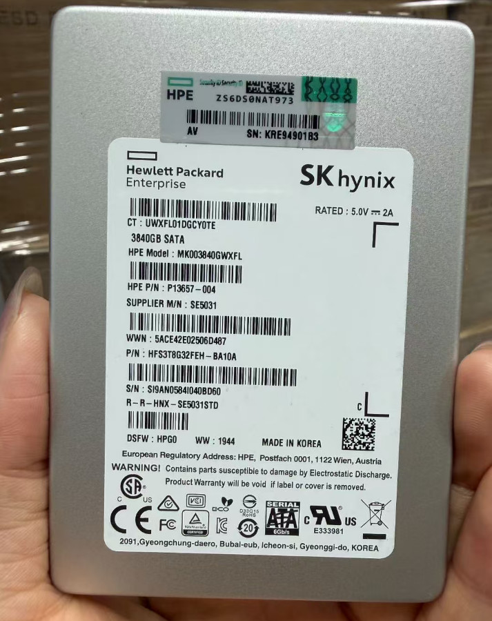 3.84TB SSD SK hynix SE5031 U2 PCIe MK003840GWXFL HPG0 SE5031STD HFS3T8G32FEH