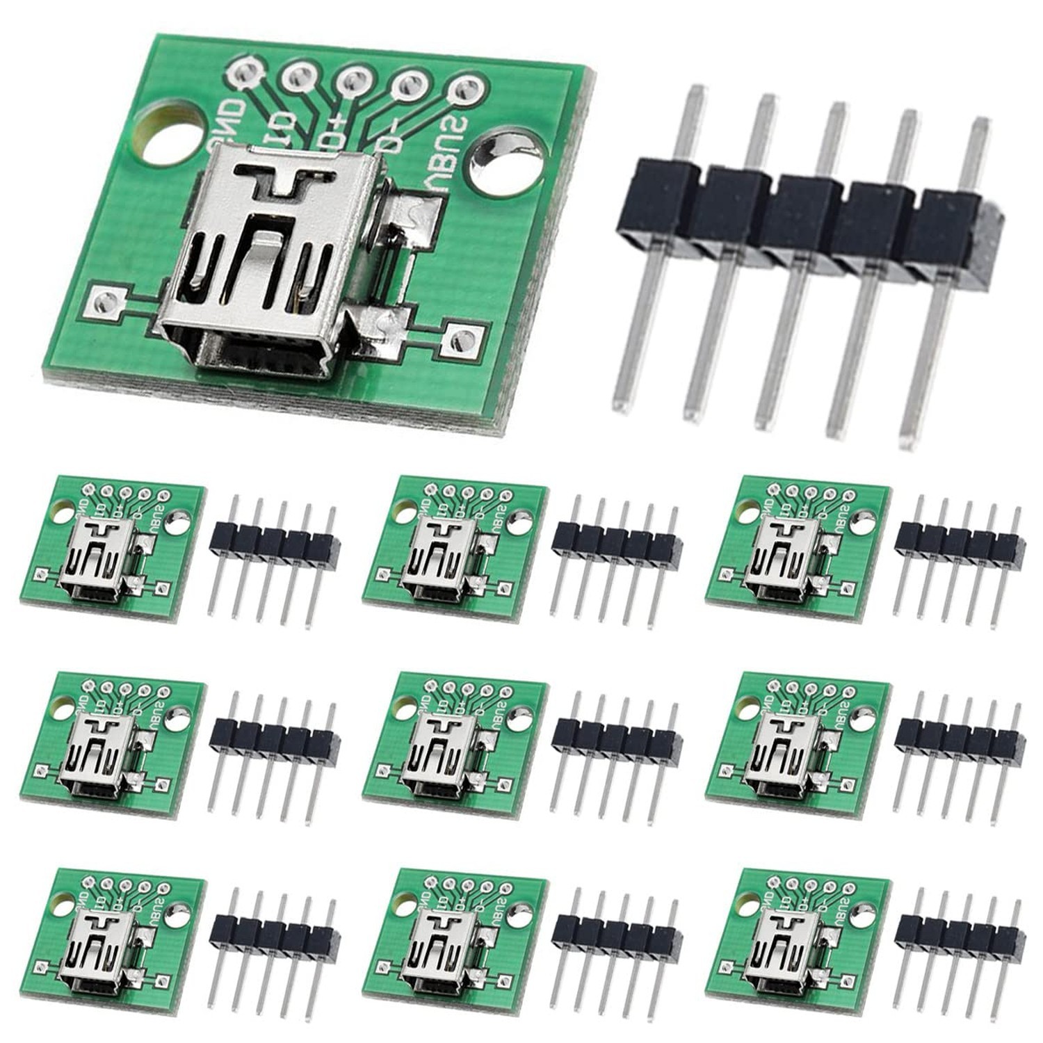 10 Pcs Mini USB Female to DIP Adapter 2.54mm 5 Pin USB 2.0 Mini USB Socket to...
