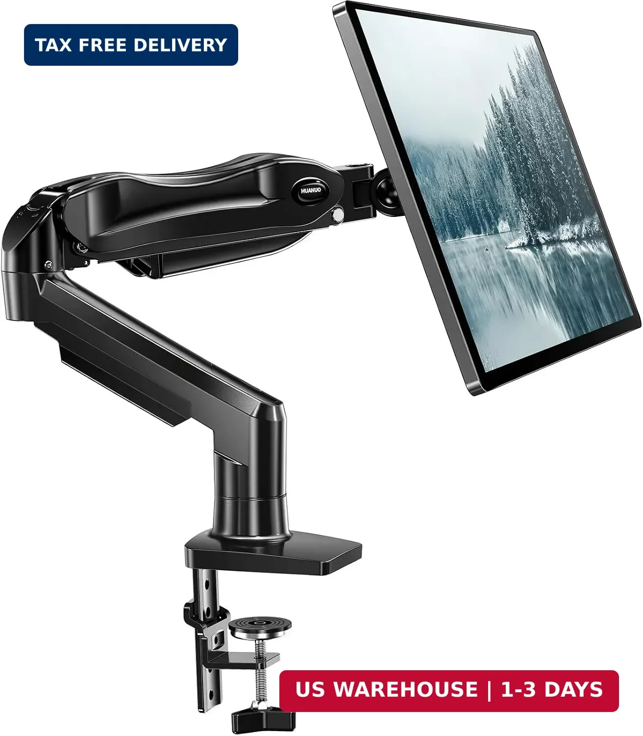 HUANUO FlowLift™ Single Monitor Mount, 13 to 32 Inch Monitor Arm, Adjustable Mon