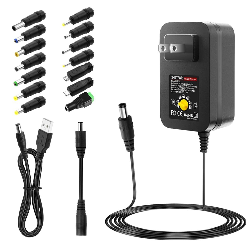 SHNITPWR 36W Adjustable Power Supply DC 6V~24V Universal 6V-24V 36W, Black