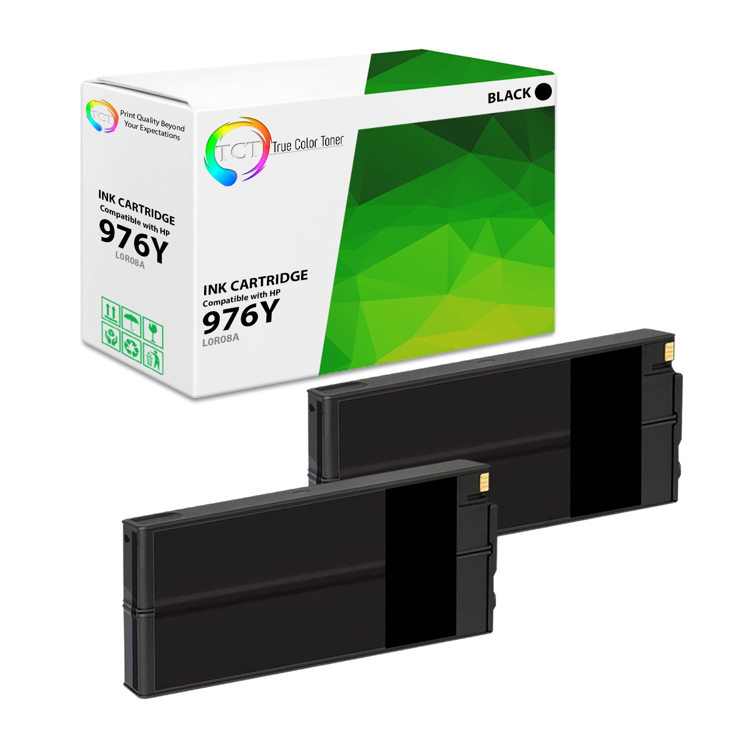 2Pk TCT 976Y Black L0R08A Extra Hi-Yield For HP Pagewide Pro 552 577 Compatible