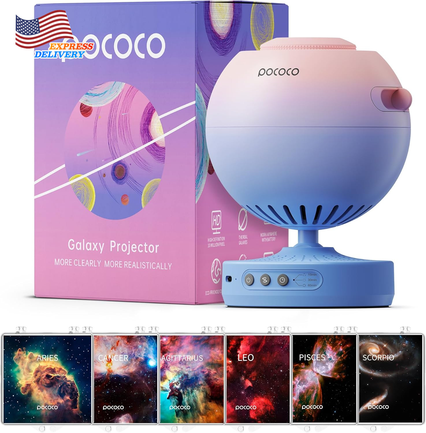 Galaxy Projector + Realistic Constellation-2 Discs  USA