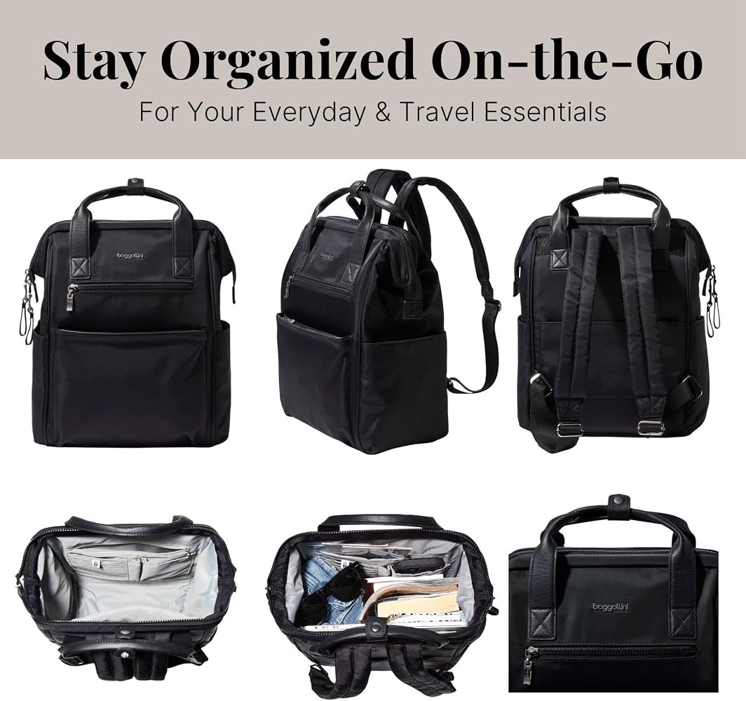 Baggallini Soho Lightweight Water Repellant Laptop Backpack Luggage HandleSleeve