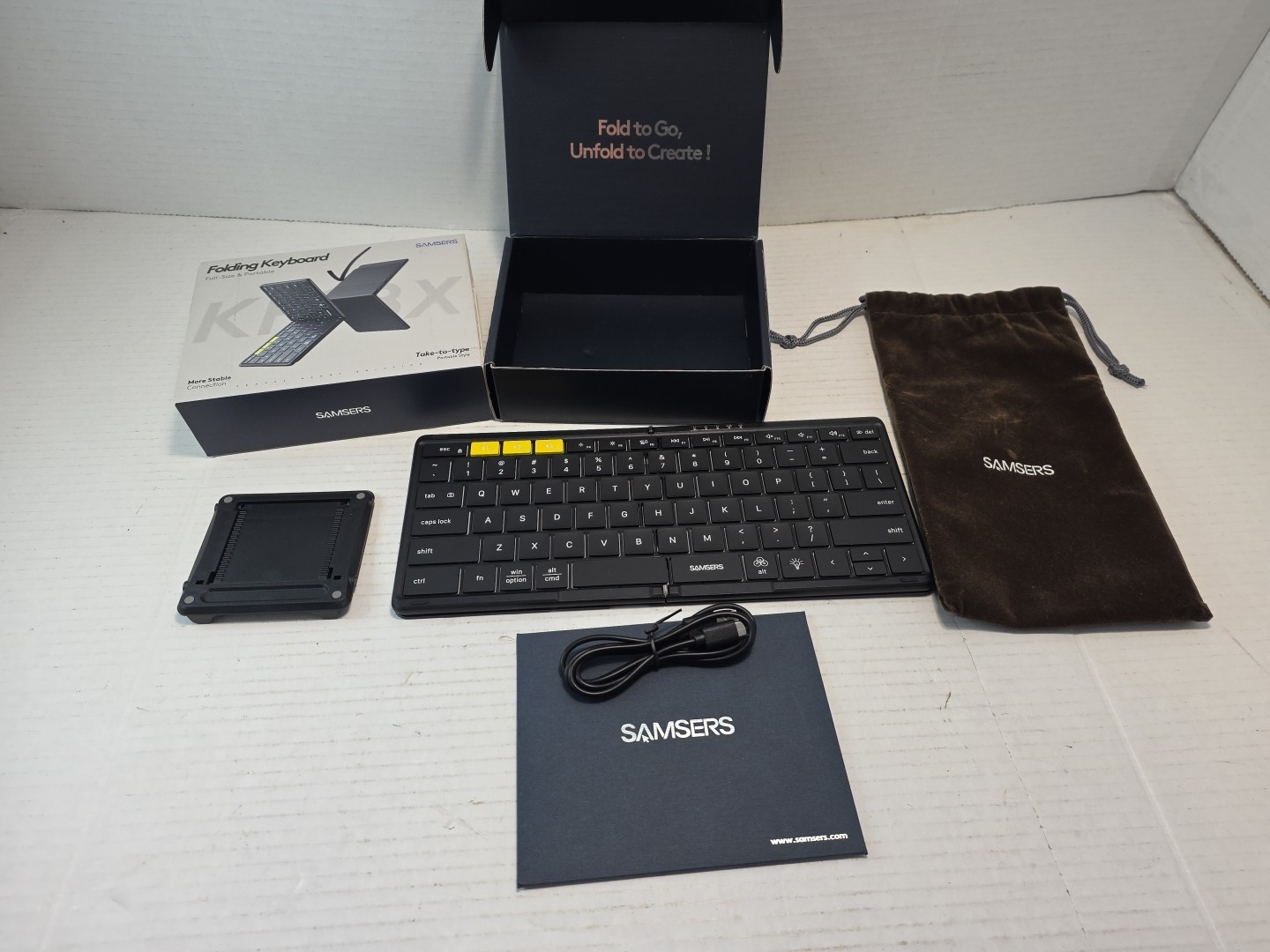 Samsers Foldable Bluetooth Keyboard with Numeric Keypad, Full-Size Wireless 