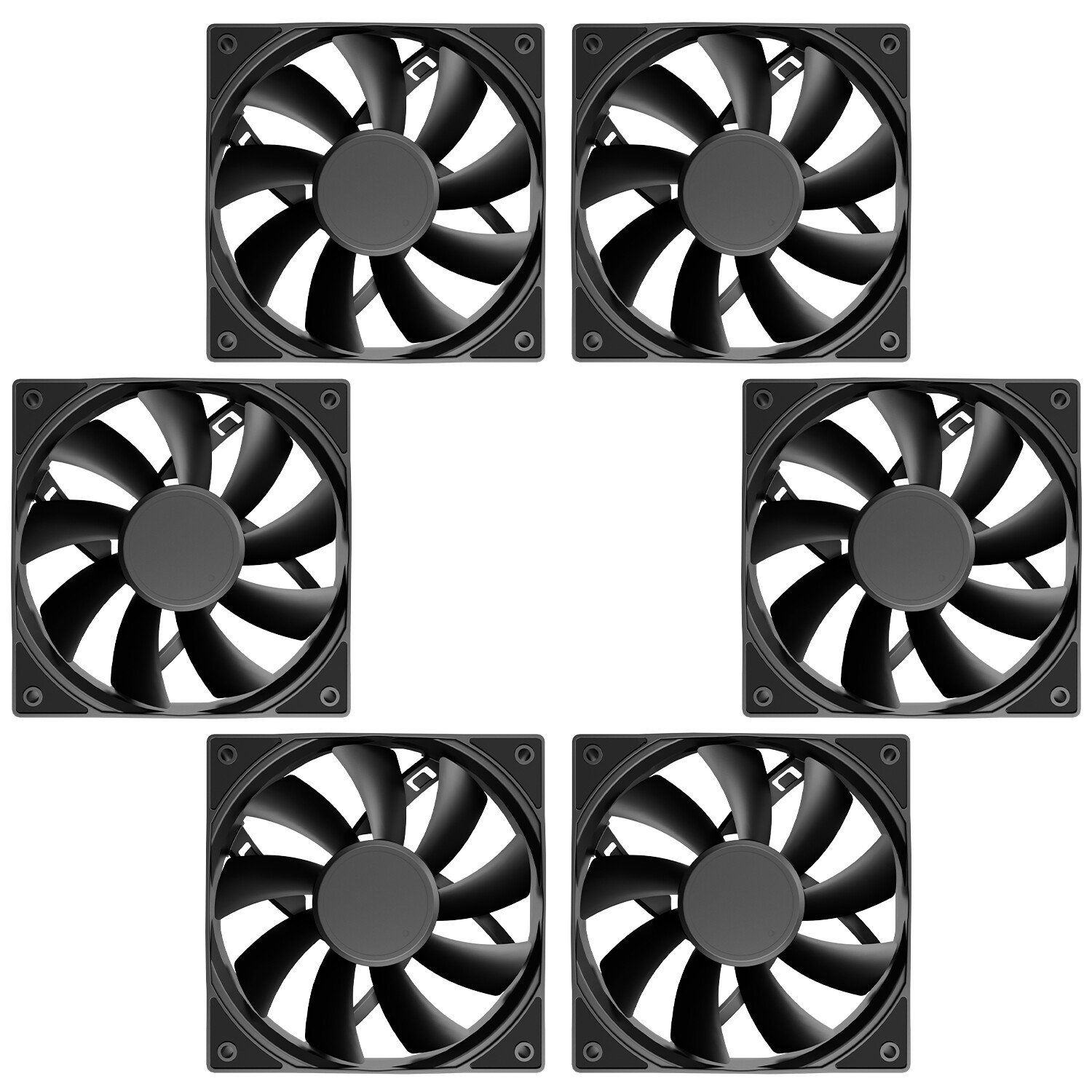 6 Pack Black 120mm PC Case Fans High Airflow Low-Noise High Performance Fans