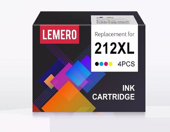LEMERO INK CARTRIDGE REPLACEMENT FOR 212XL 4PCS - BLACK