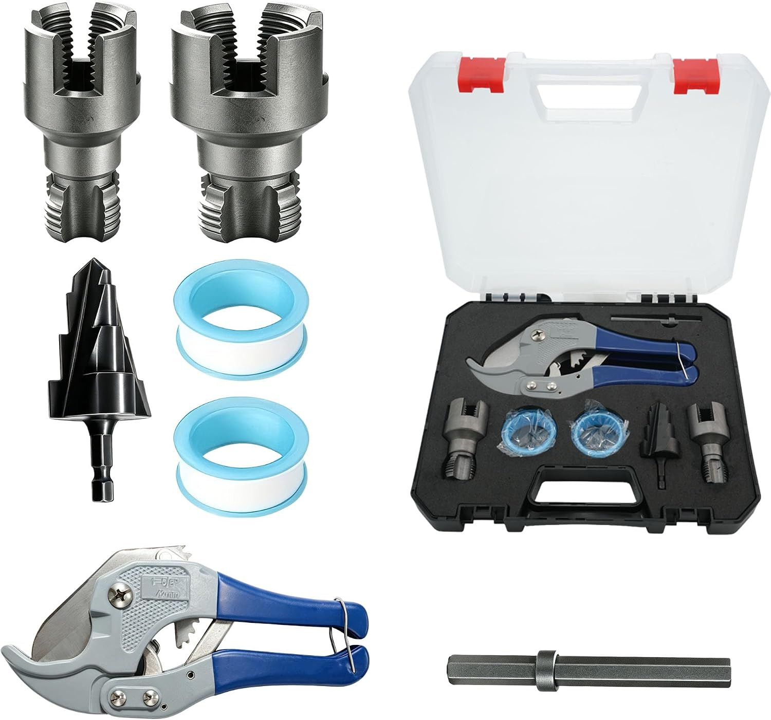 7PCS Internal & External Pipe Thread Cutting Tool - PVC Pipe Threader Tool for 1