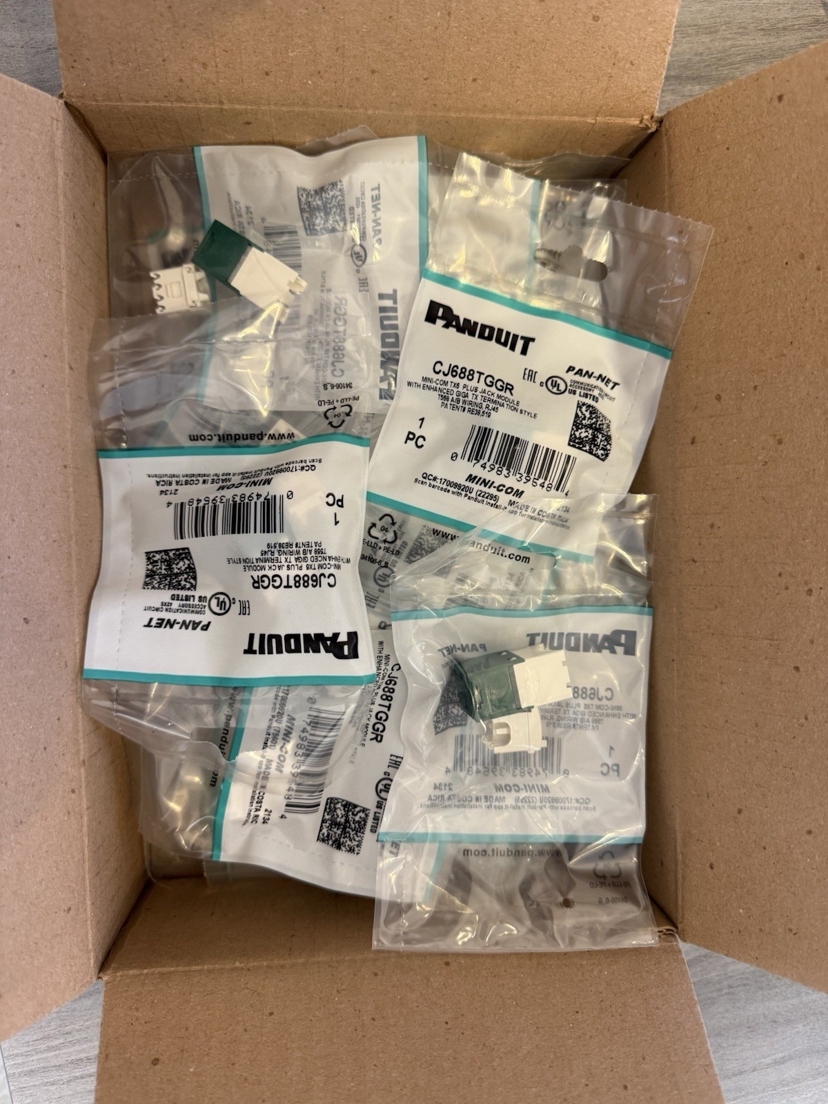 Panduit CJ688TGGR-24 Mini-Com Cat6 UTP RJ45 Jack Modules – 24pcs Pack (Green)