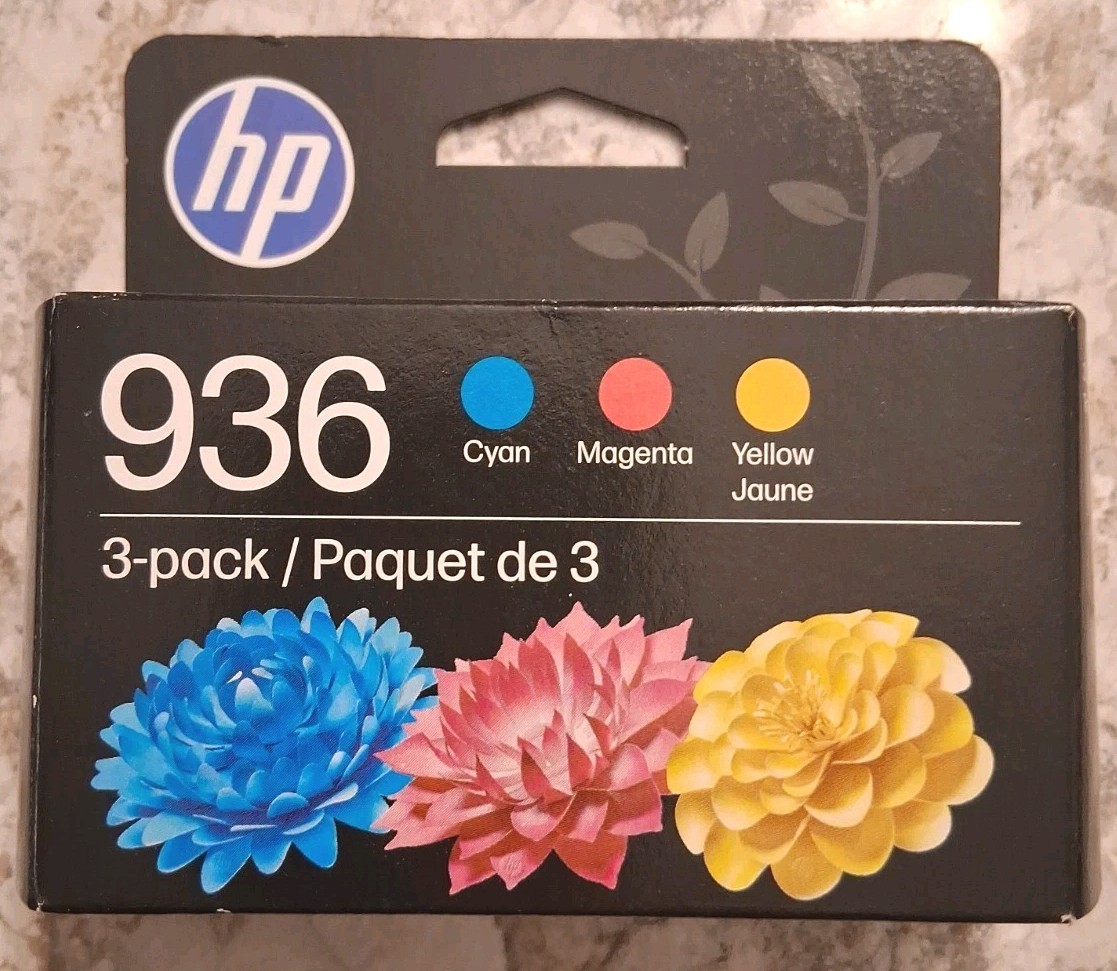 HP 936 3 PACK GENUINE INK CARTRIDGE. EXP AUG 2027-JAN 2028. NEW.