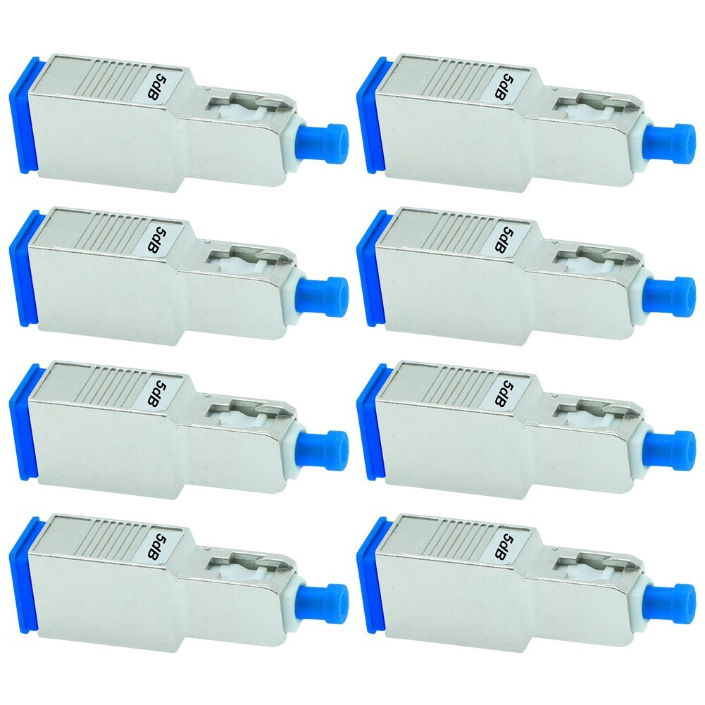 8 Pcs 5dB SC UPC Connector Fiber Optic Optical Single Mode Attenuator Metal Blue