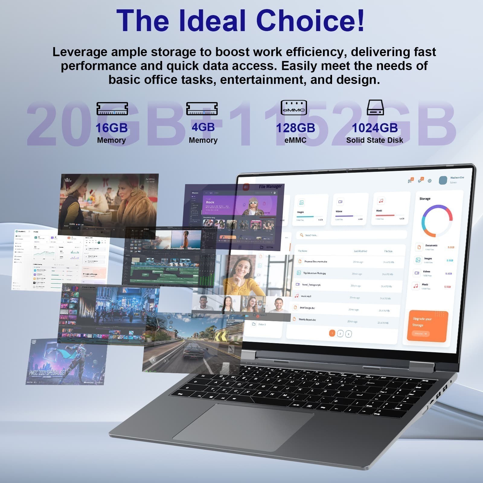 2026 Jumper 2-in-1 Laptop Tablet 16" Touchscreen 4GB+256GB / 20GB+1152GB Win11