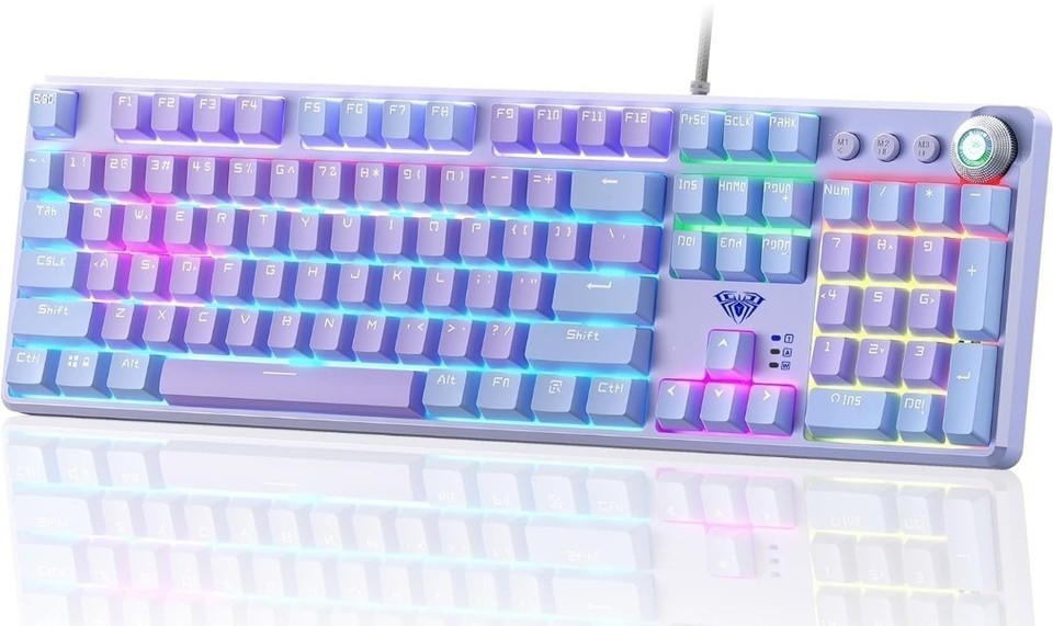 Keyboard F2088 Pro 108 Keys Mechanical Red Switches RGB Rainbow Backlit Gamer