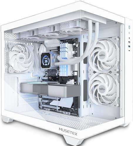 MUSETEX ATX PC Case, 360mm Radiator Support, 3x120mm Fans Preinstalled