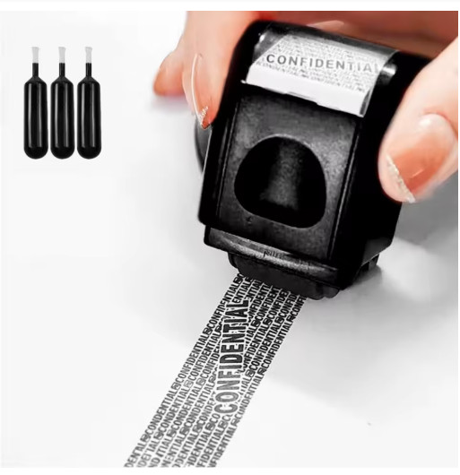 Identity ID Theft Protection Roller Stamp Guard Privacy Confidential Data Secure