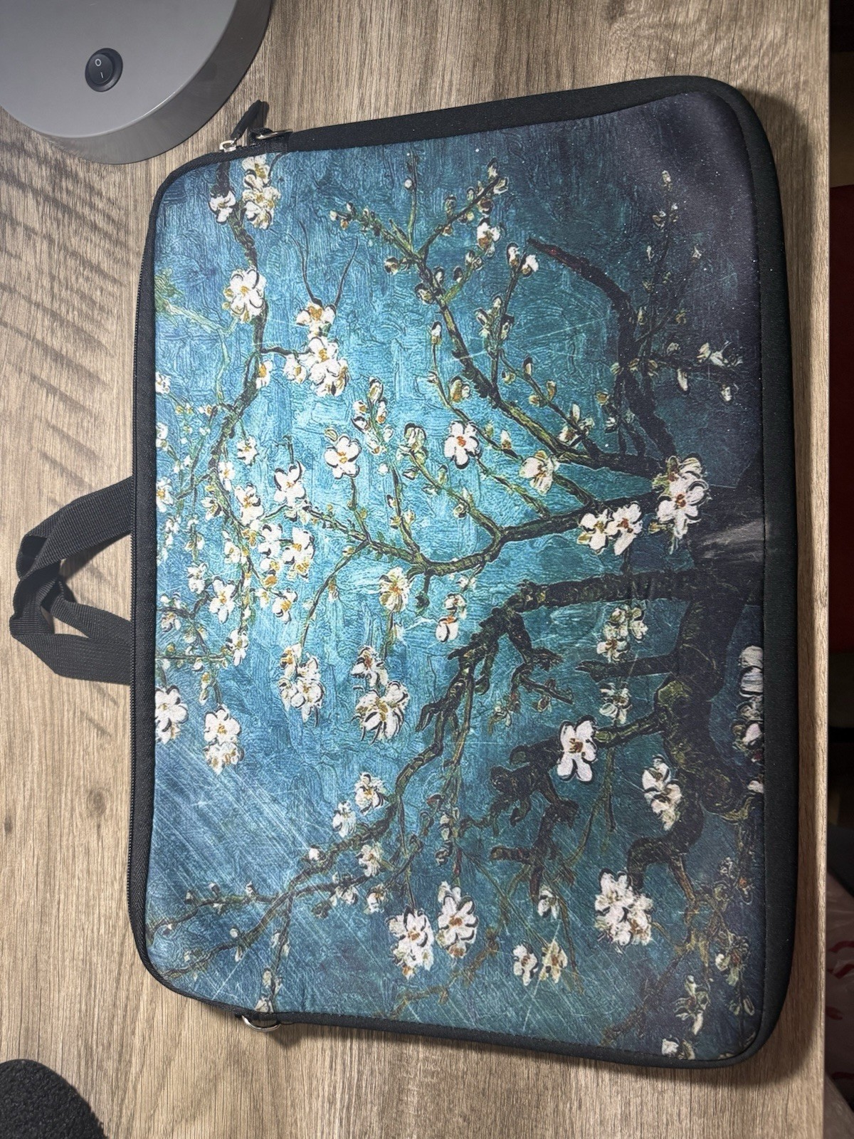 Almond Blossom" print  Neoprene Case with Zipper Closure for 15 in Laptop Blue