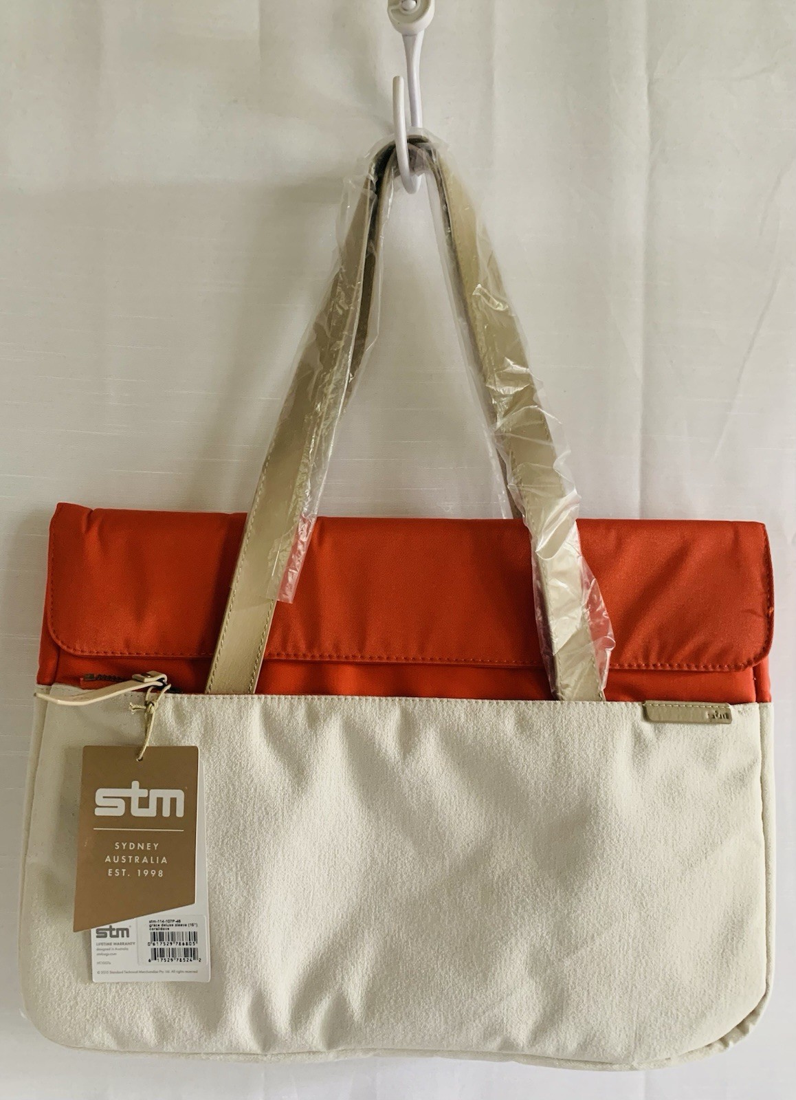 STM Sydney Australia Grace Deluxe Sleeve for 15" Laptop Coral Cream Tote Bag