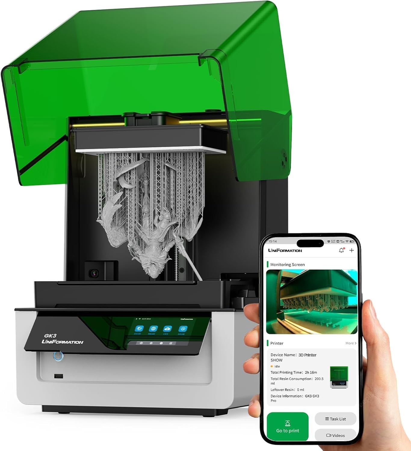 UniFormation GK3B 16K Resin 3D Printer with Ball Screw Z-Axis
