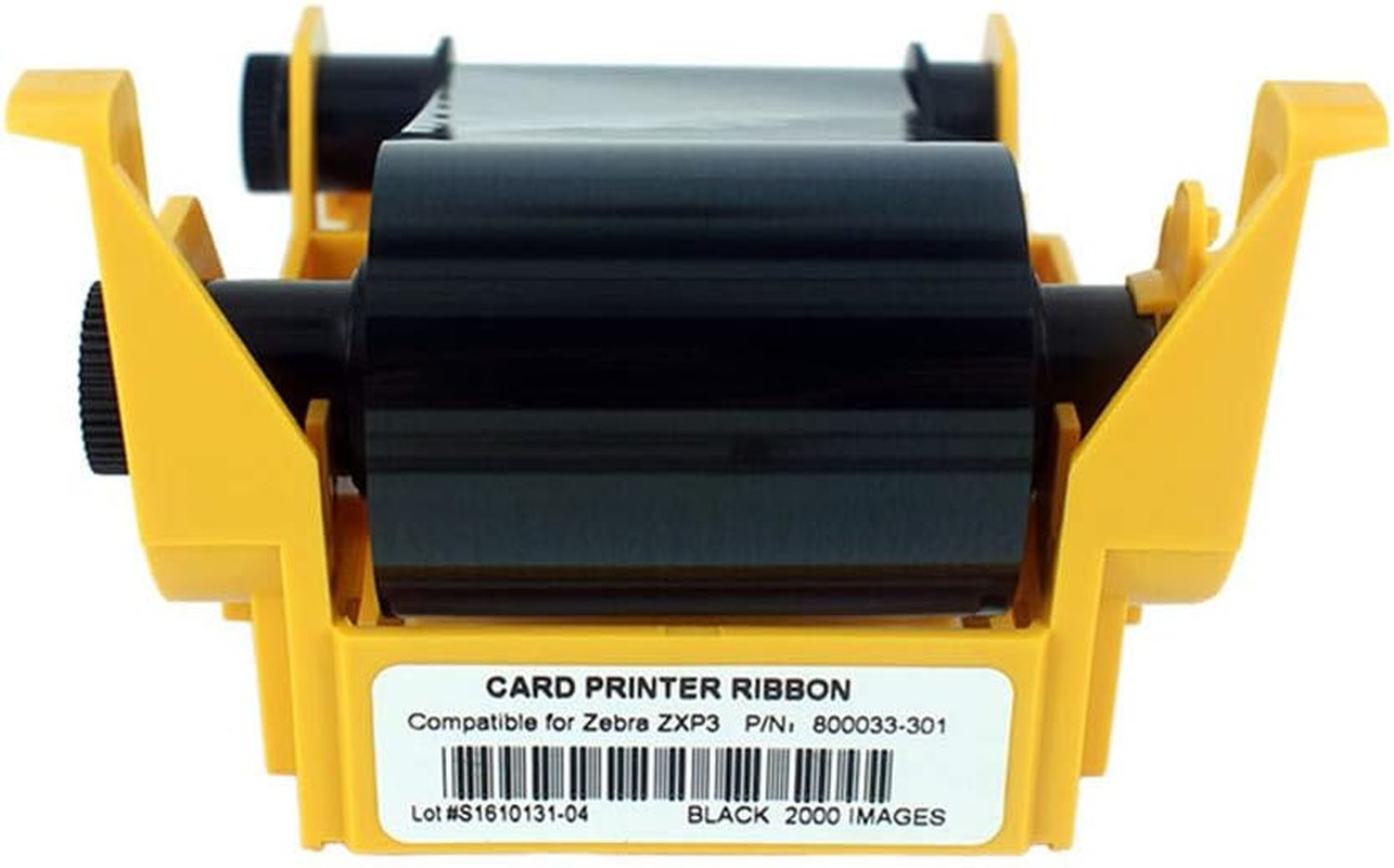 800033-301 Black Monochrome Ribbon for Zebra ZXP3 Card Printers, 2000 Images