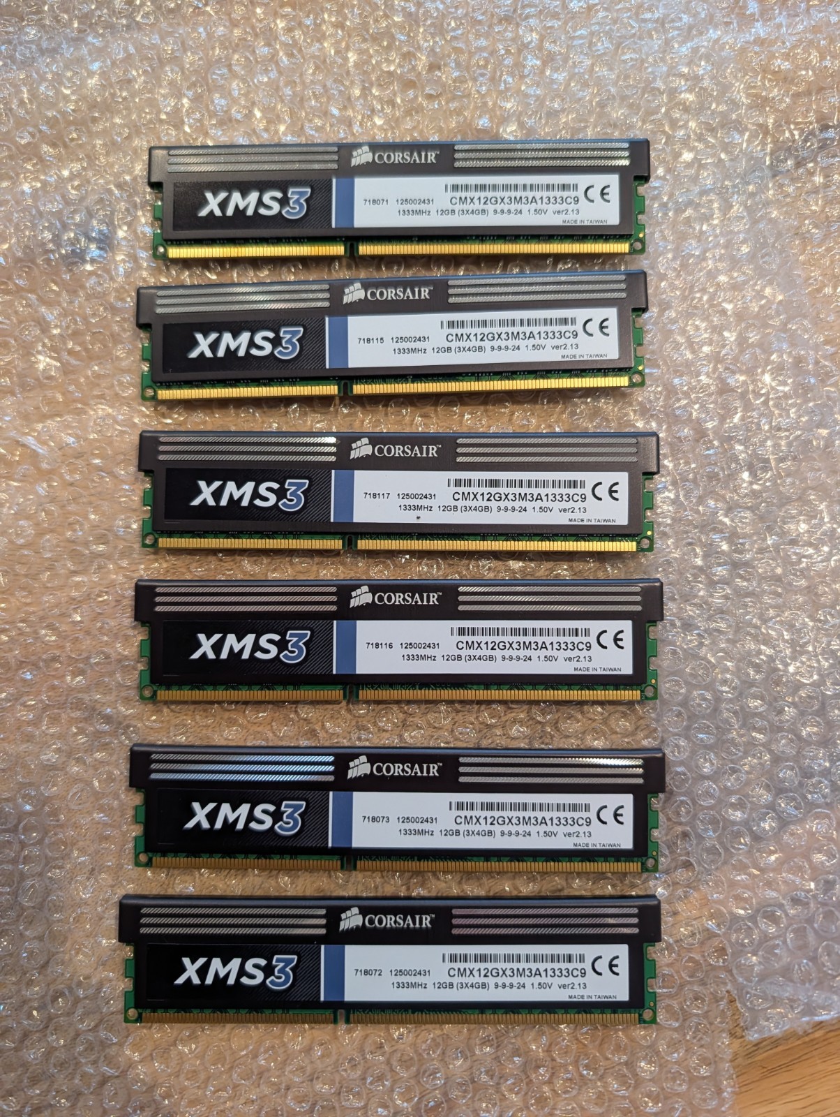 Corsair XMS3 24GB 6x4GB DDR3 1333MHz Desktop RAM CMX12GX3M3A1333C9 Memory Kit
