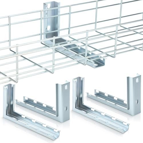 4Pcs 8” L Type Bracket Wire Mesh Cable Tray L-Shaped Wall Bracket Zinc Plated Wi