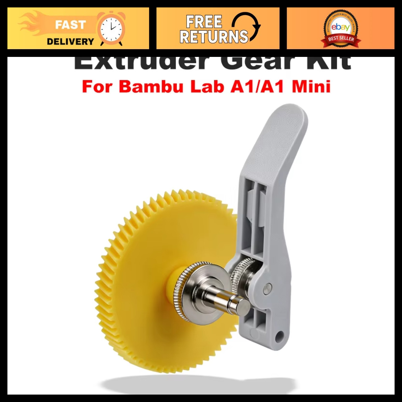 Yellow Extruder Gear Kit for 3D Printer - Replacement Part for A1/A1 Mini