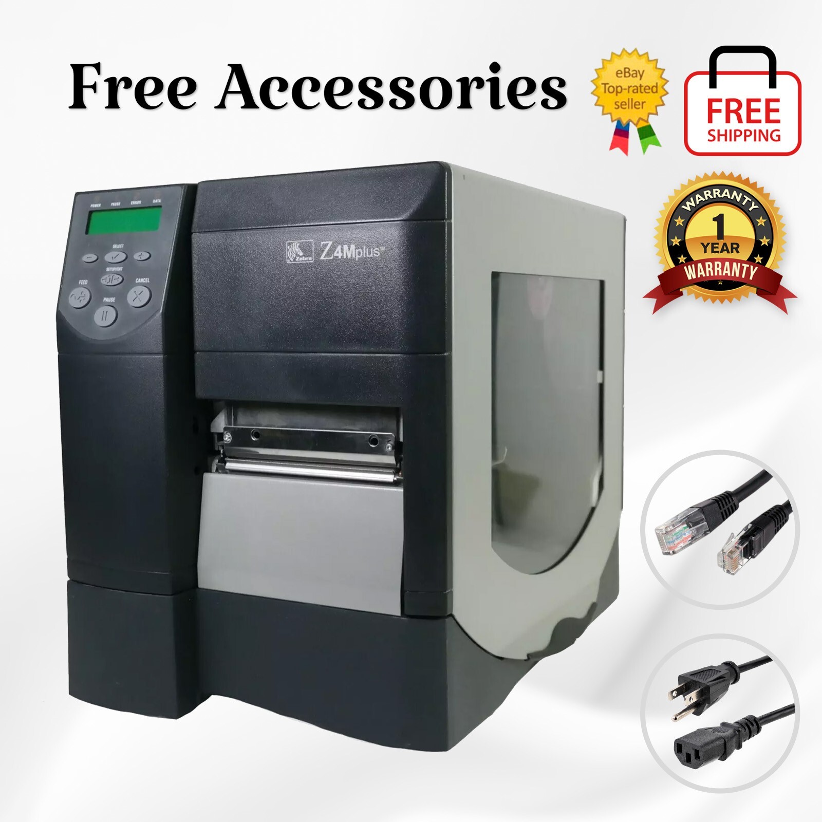 Zebra Z4M Plus Thermal Transfer Barcode Label Printer LAN Serial 1 YR WARRANTY